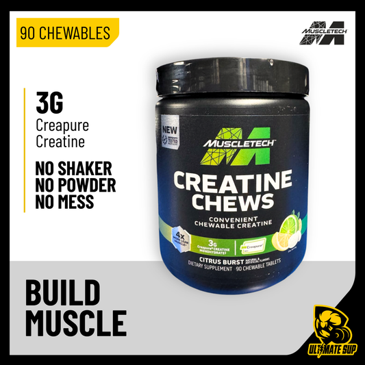 MuscleTech Creatine Chews, Creapure Creatine Monohydrate, Enhanced Performance, Citrus Burst, 90 Tablets - Ultimate Sup Singapore