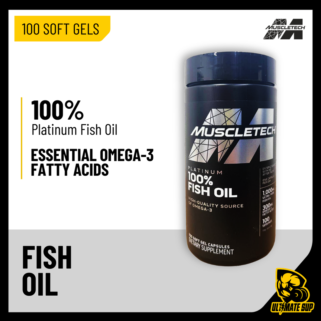 Muscletech Essential Series, Platinum 100% Omega Fish Oil, 100 Soft Gels - Ultimate Sup Singapore