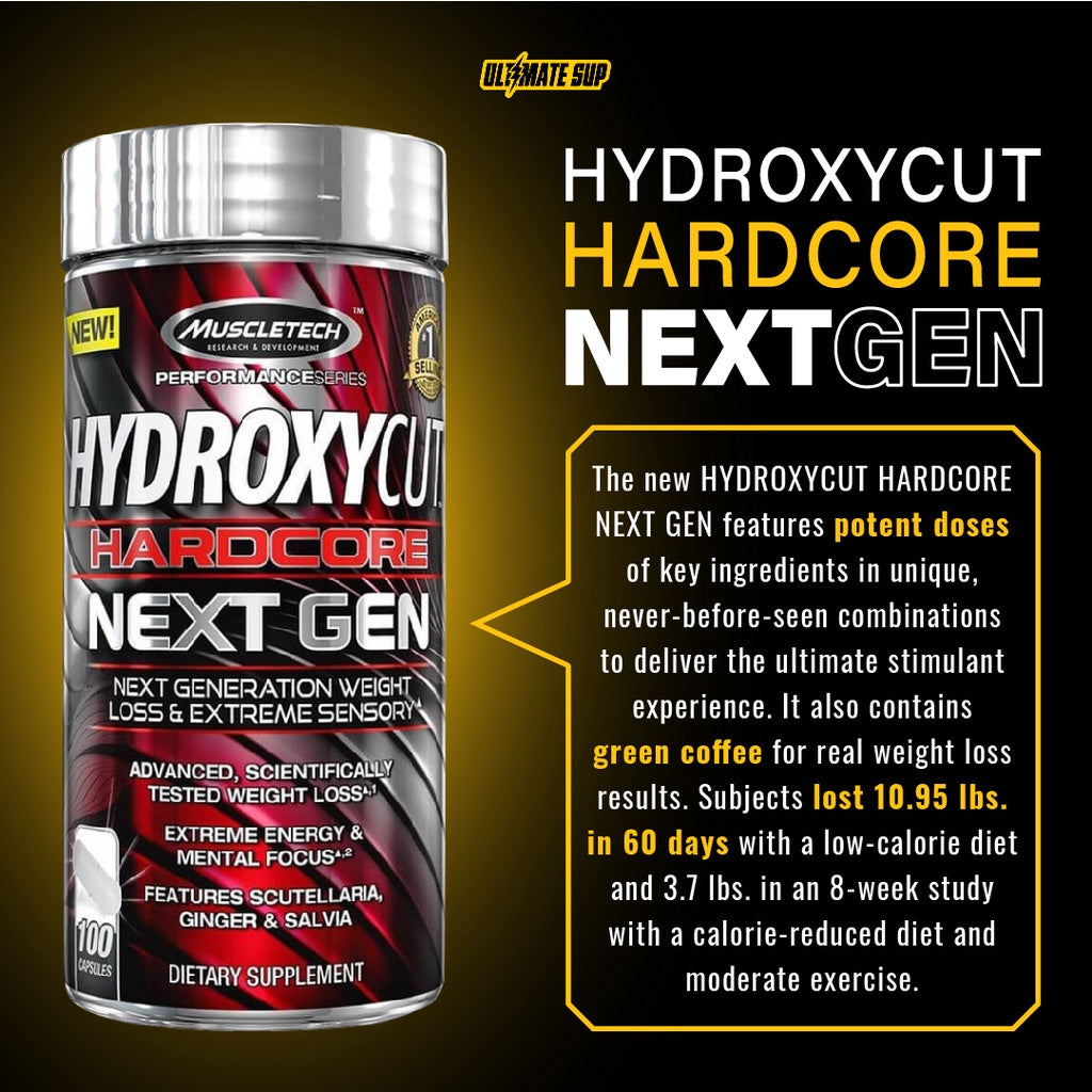 Muscletech Hydroxycut Hardcore Next Gen | Weight Loss | Weight Management | Fat Burner | Slim Body | 100 Caps - Ultimate Sup Singapore