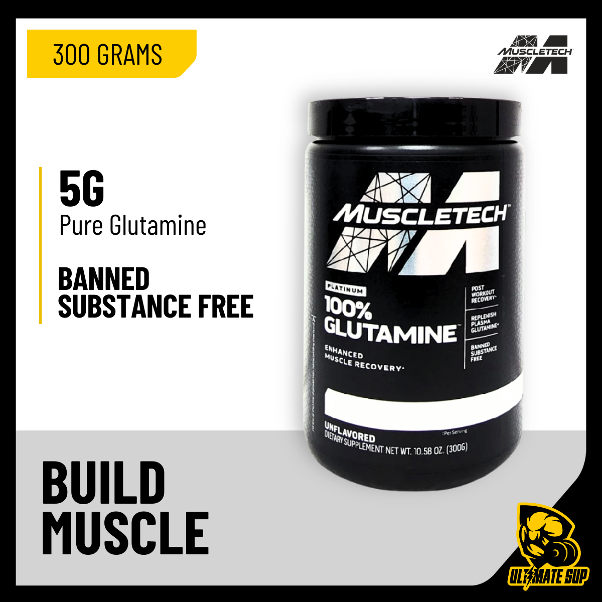 Muscletech, Platinum 100% Glutamine, 60 Sers - Ultimate Sup Singapore