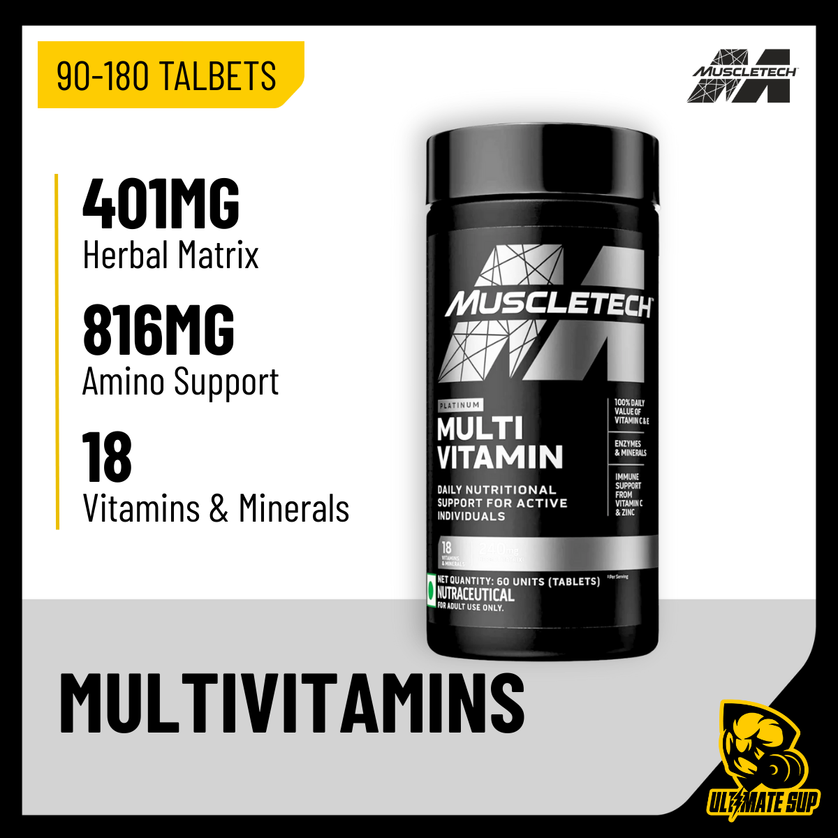 Muscletech, Platinum Multi Vitamin, 90-180 Tablets - Ultimate Sup Singapore