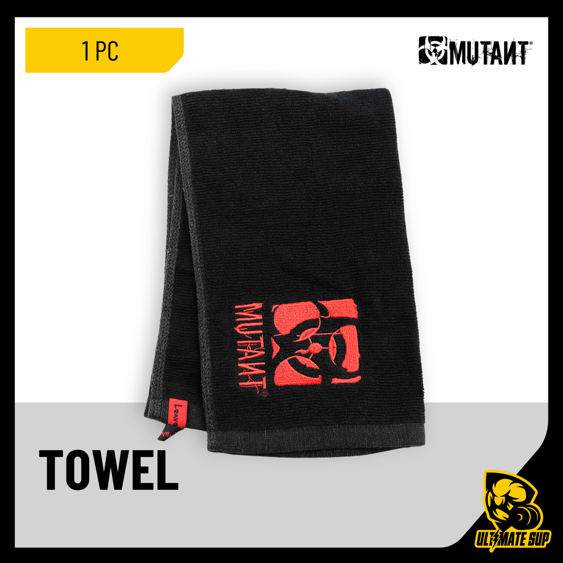 Mutant, Black Towel, Red Modified Biohazard Logo, 100% cotton - Ultimate Sup Singapore