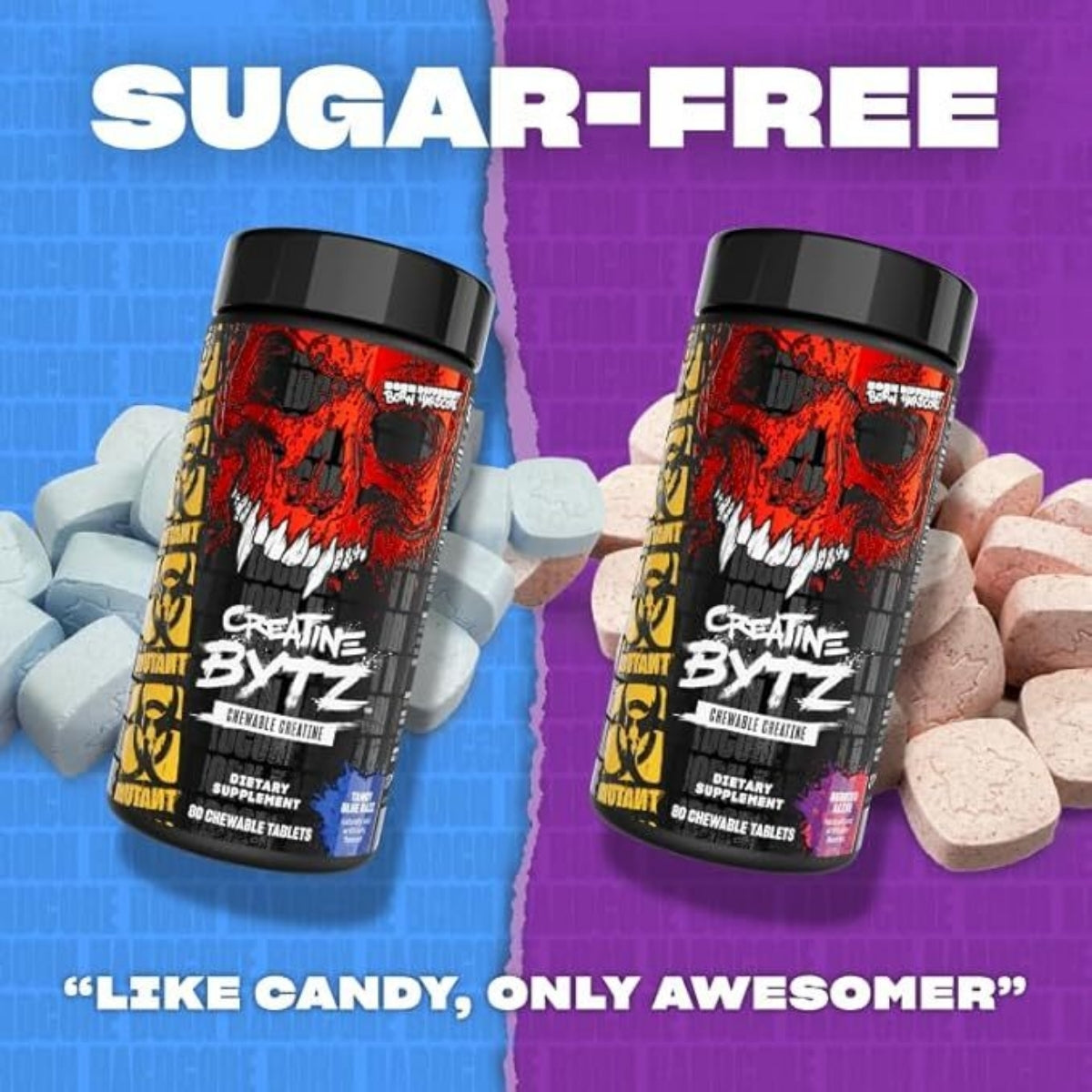 Mutant Creatine Bytz Chewable Tablets, Maximum Convenience, No Sugar, No Mess, No Chalky 80 tablets - Ultimate Sup Singapore
