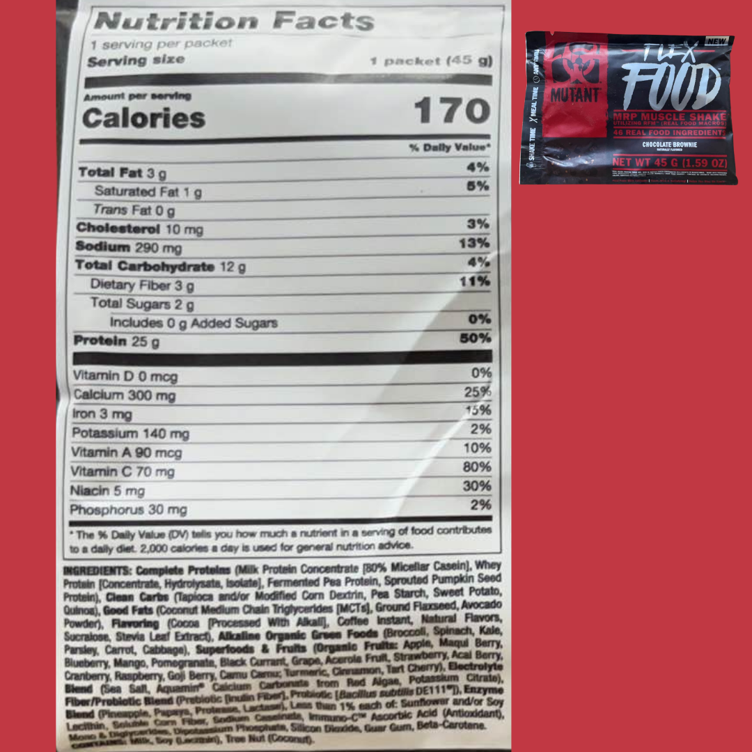 Mutant Flex Food, Choco Brownie – High Protein, 45 g - Ultimate Sup Singapore