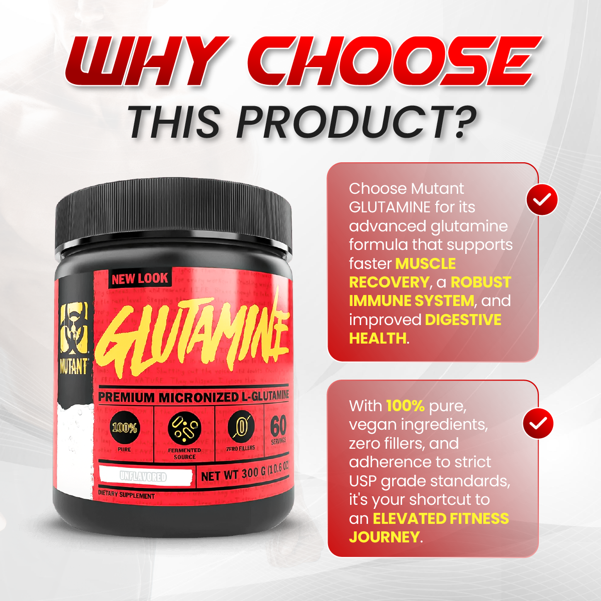 Mutant, GLUTAMINE, Unflavored, 300 g - Ultimate Sup Singapore