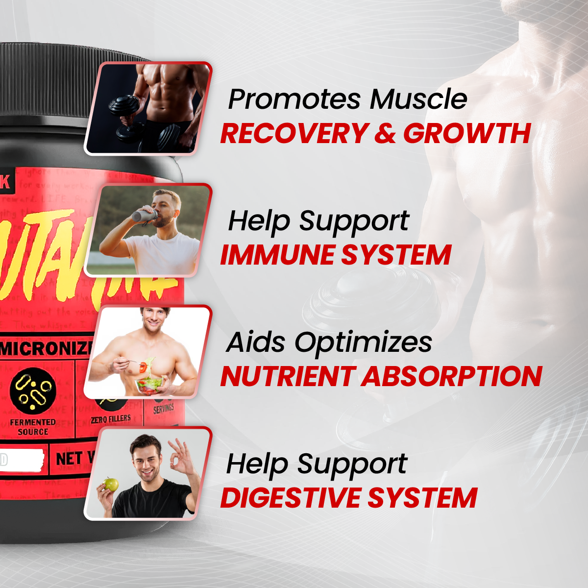 Mutant, GLUTAMINE, Unflavored, 300 g - Ultimate Sup Singapore
