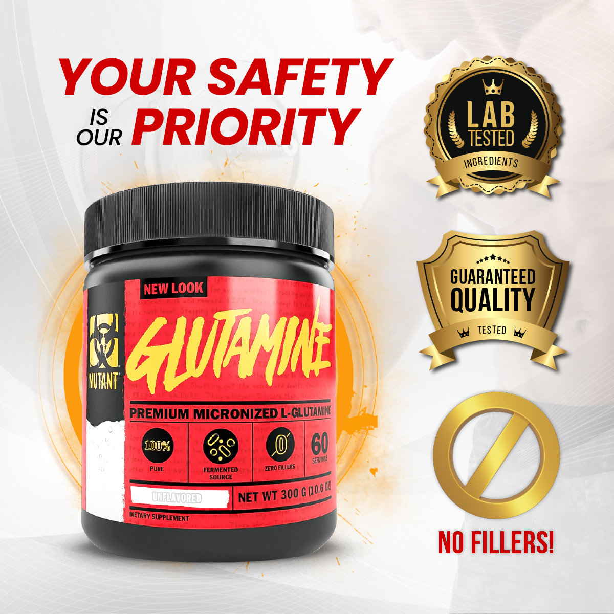 Mutant, GLUTAMINE, Unflavored, 300 g - Ultimate Sup Singapore