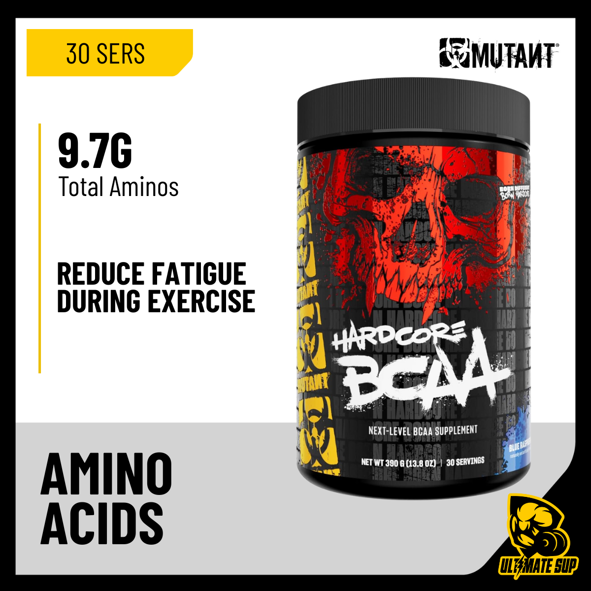 Mutant Hardcore BCAA - Pre, Intra or Post Workout, Hydration & Recovery 390g - Ultimate Sup Singapore