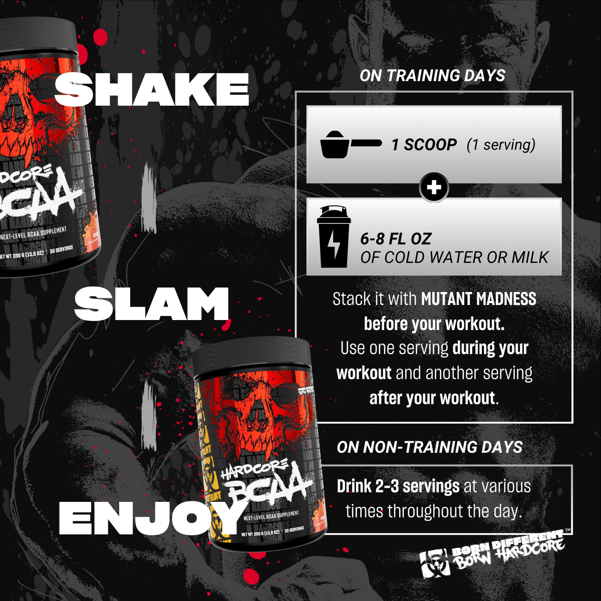 Mutant Hardcore BCAA - Pre, Intra or Post Workout, Hydration & Recovery 390g - Ultimate Sup Singapore