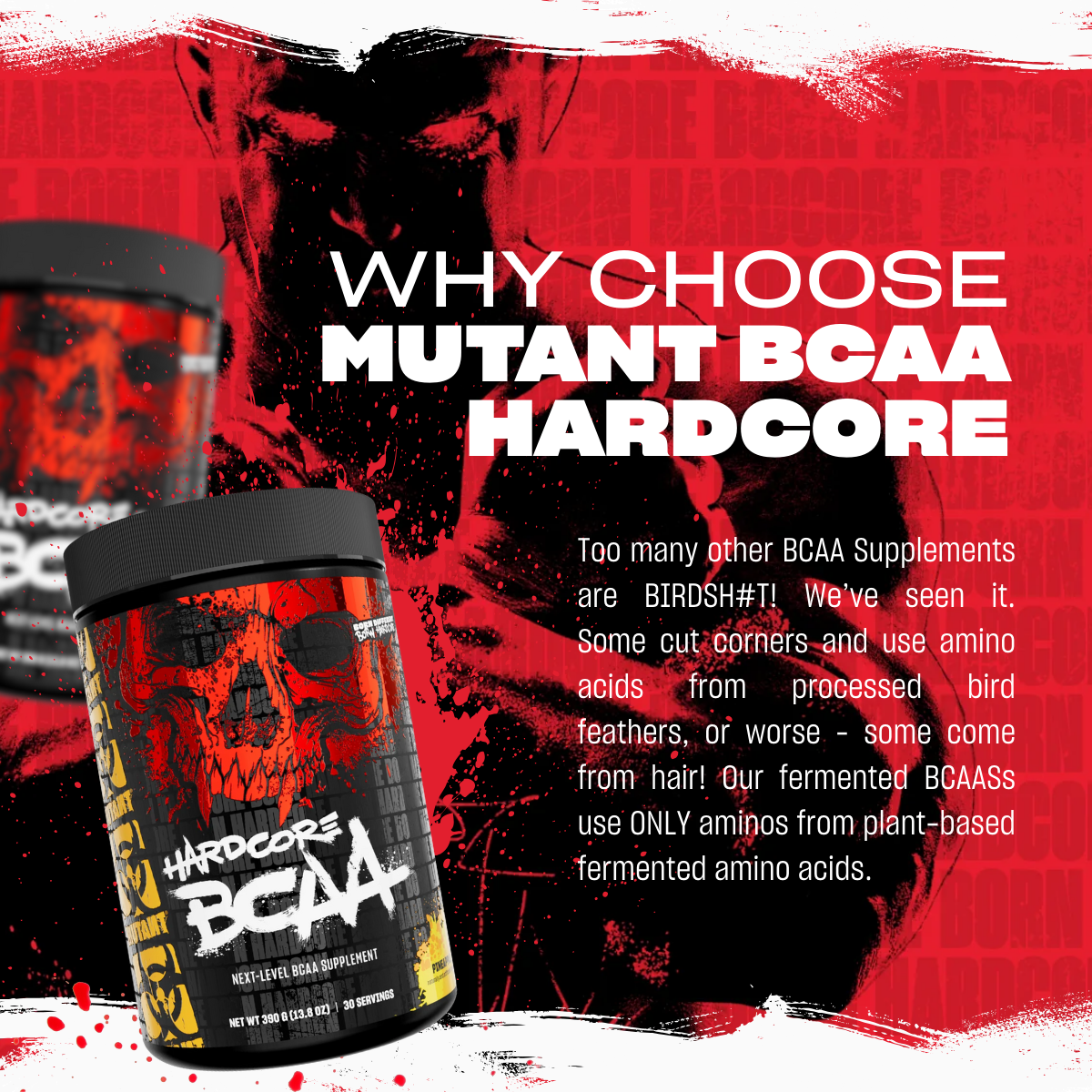 Mutant Hardcore BCAA - Pre, Intra or Post Workout, Hydration & Recovery 390g - Ultimate Sup Singapore