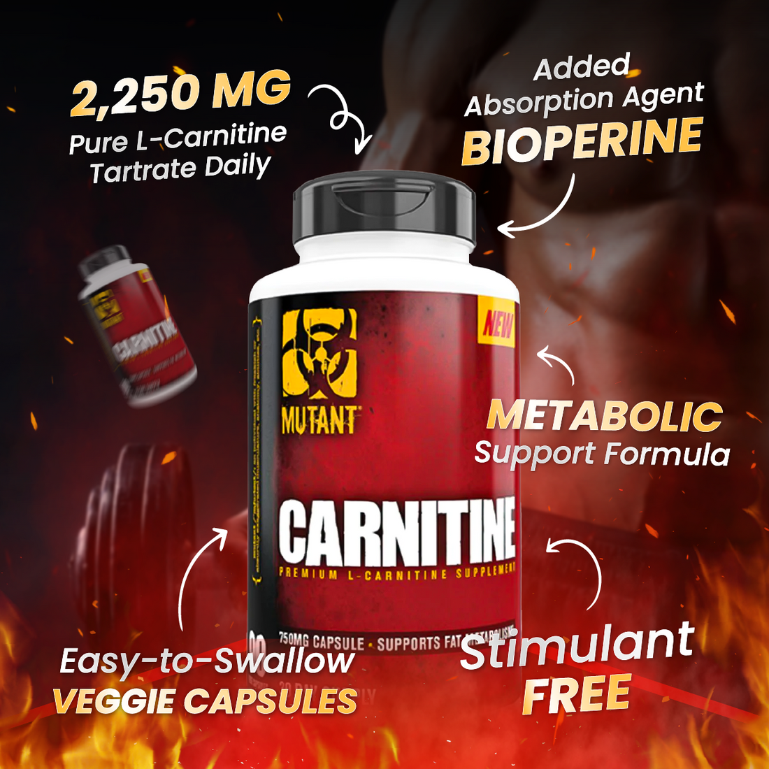 Mutant, L-Carnitine – Fat Burner, 90 Caps - Ultimate Sup Singapore