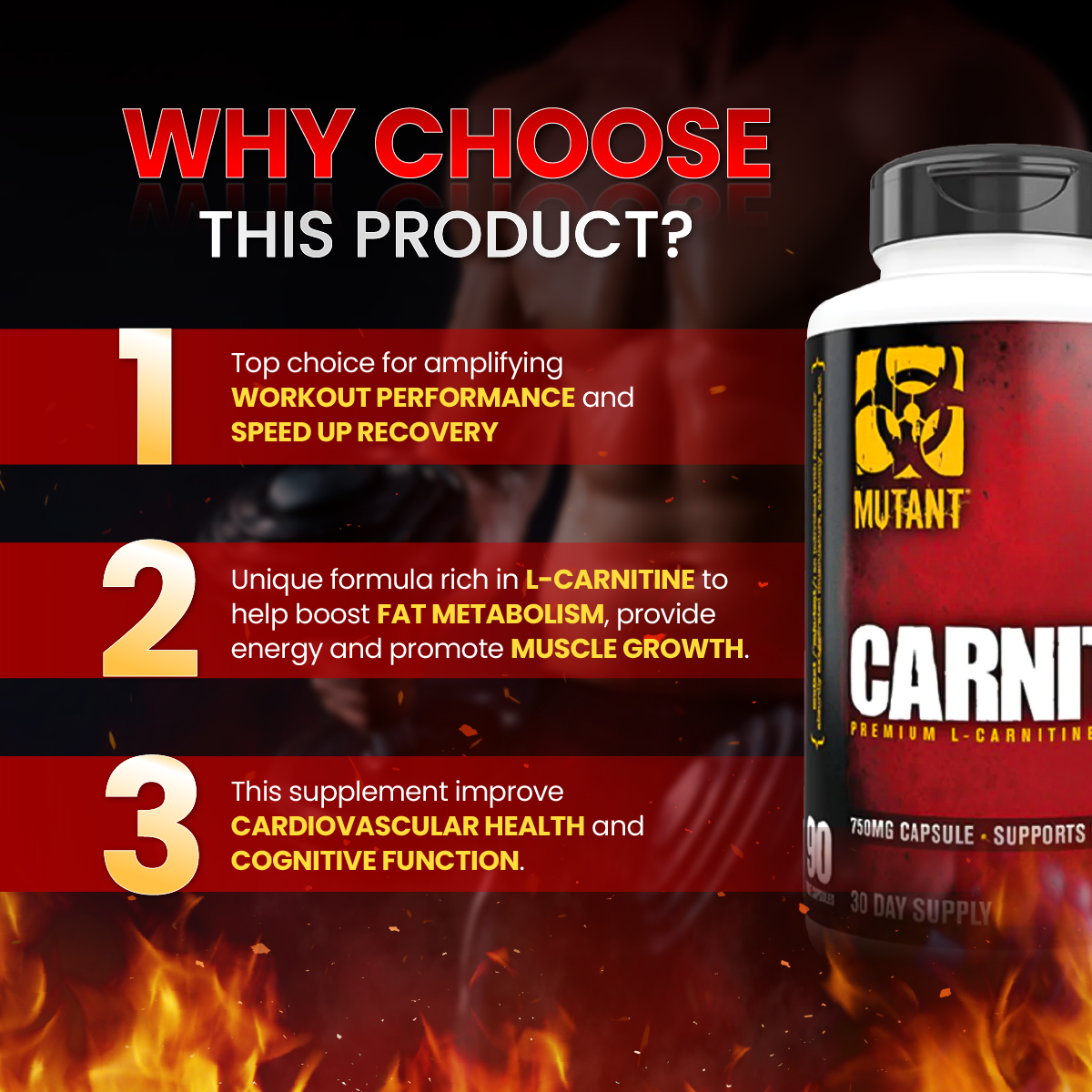 Mutant, L-Carnitine – Fat Burner, 90 Caps - Ultimate Sup Singapore
