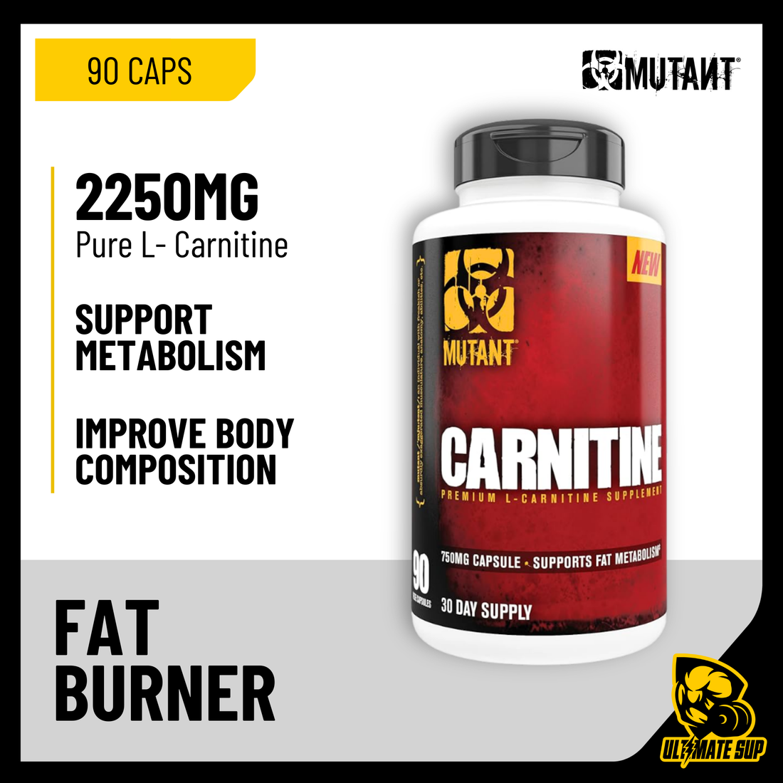 Mutant, L-Carnitine – Fat Burner, 90 Caps - Ultimate Sup Singapore