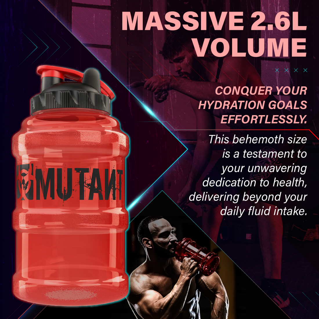 Mutant, Mega Mug Hydration Water Bottle, 2.6 Litre - Ultimate Sup Singapore