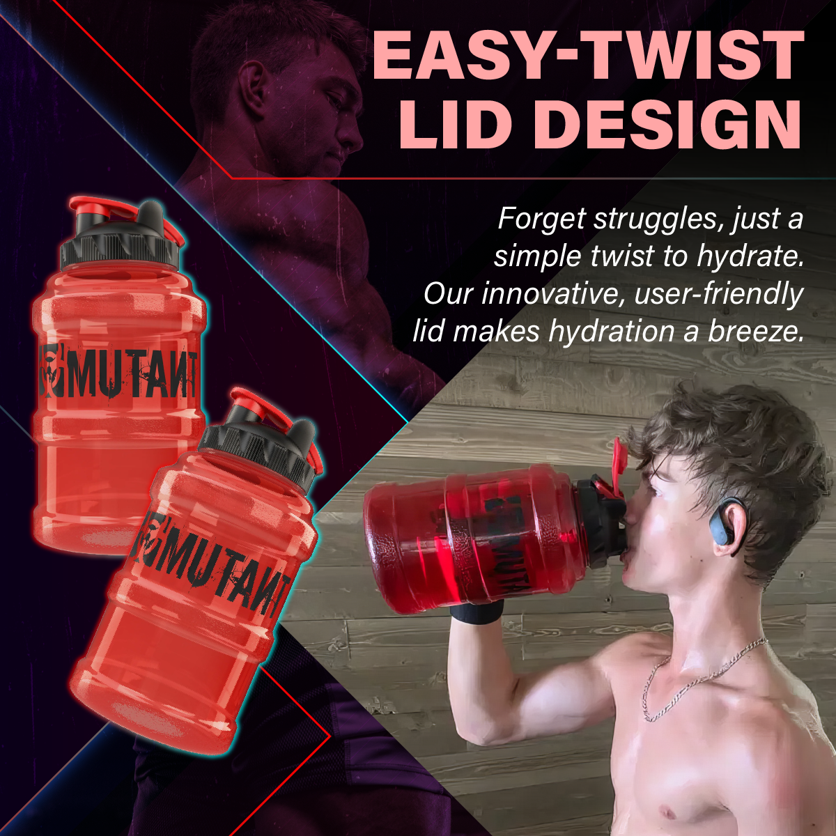 Mutant, Mega Mug Hydration Water Bottle, 2.6 Litre - Ultimate Sup Singapore