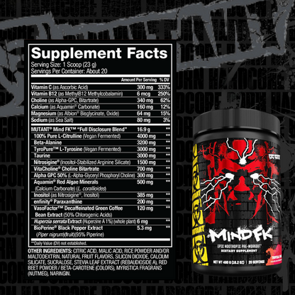 Mutant, Mind FK – Nootropic Pre-Workout, 460g - Ultimate Sup Singapore