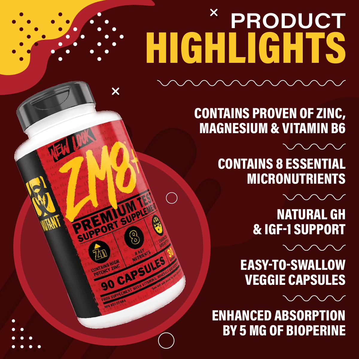 Mutant, ZM8+ Testosterone Booster, 90 Caps - Ultimate Sup Singapore