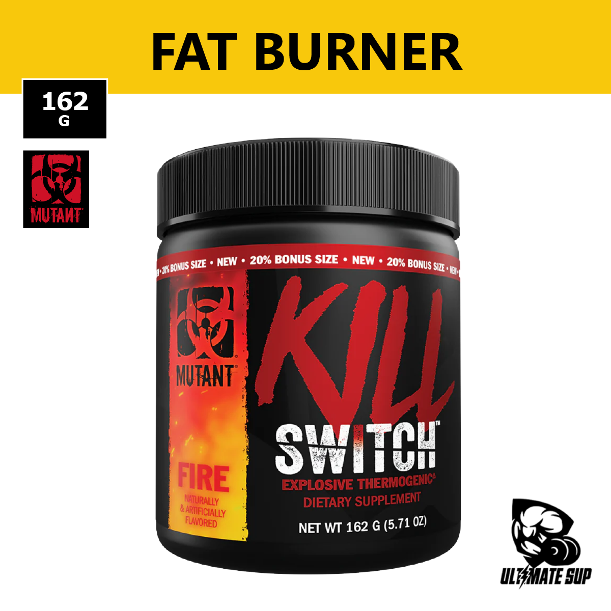 Mutant KILL SWITCH Thermo, Explosive Thermogenic, fat Burner, Fasted Cardio, Burn Energy Drink, 162g - Ultimate Sup Singapore