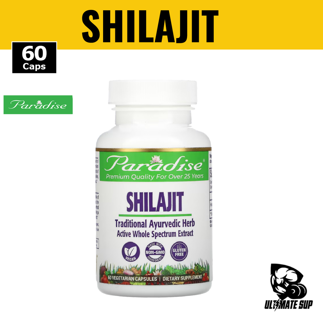 Paradise Herbs, Shilajit, 60 Vegetarian Capsules - Ultimate Sup Singapore