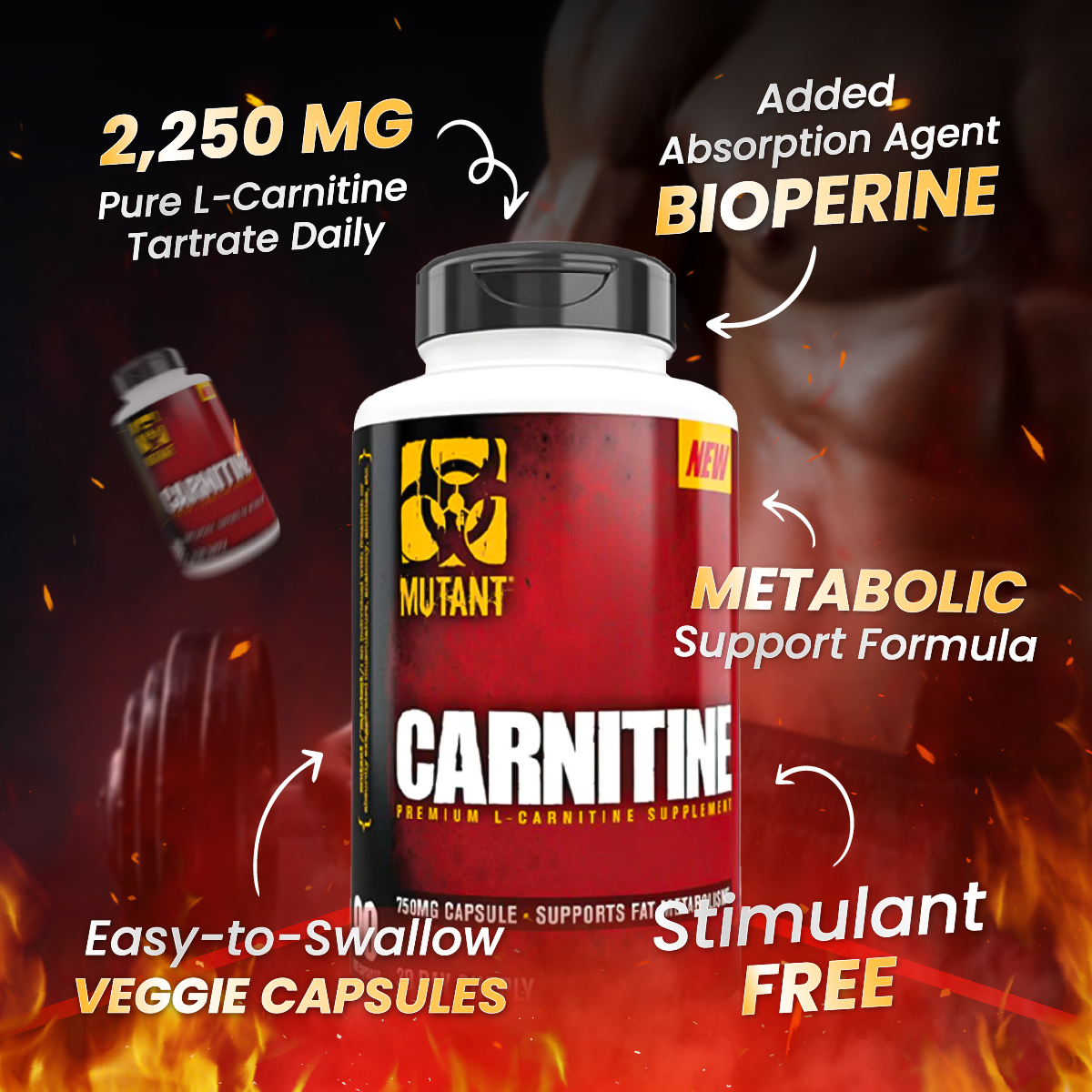 Mutant CARNITINE, Fat Burner, L- Carnitine Supplement, 90 Capsules - Ultimate Sup Singapore