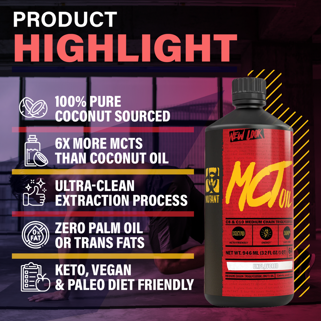 Mutant MCT Oil for Weight Loss, Low Carb, Keto Friendly, Digestive Supplement, 946ml - Ultimate Sup Singapore