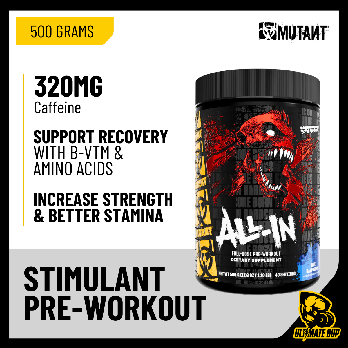 Mutant ALL IN, Stimulant Pre-workout, 500 grams