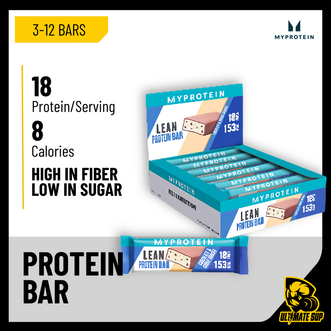 MyProtein, Lean Protein Bar, 3-12 Bars - Ultimate Sup Singapore