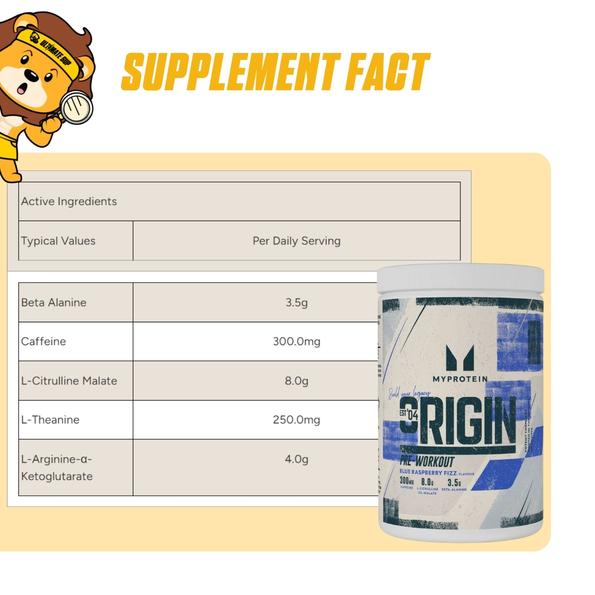 MyProtein, Origin Pre Workout, 60 sers - Ultimate Sup Singapore