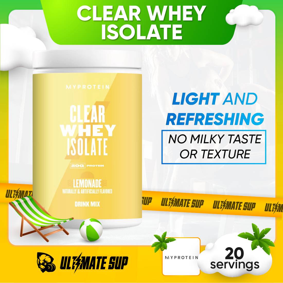 Myprotein, Clear Whey Isolate, 20 Sers - Ultimate Sup Singapore