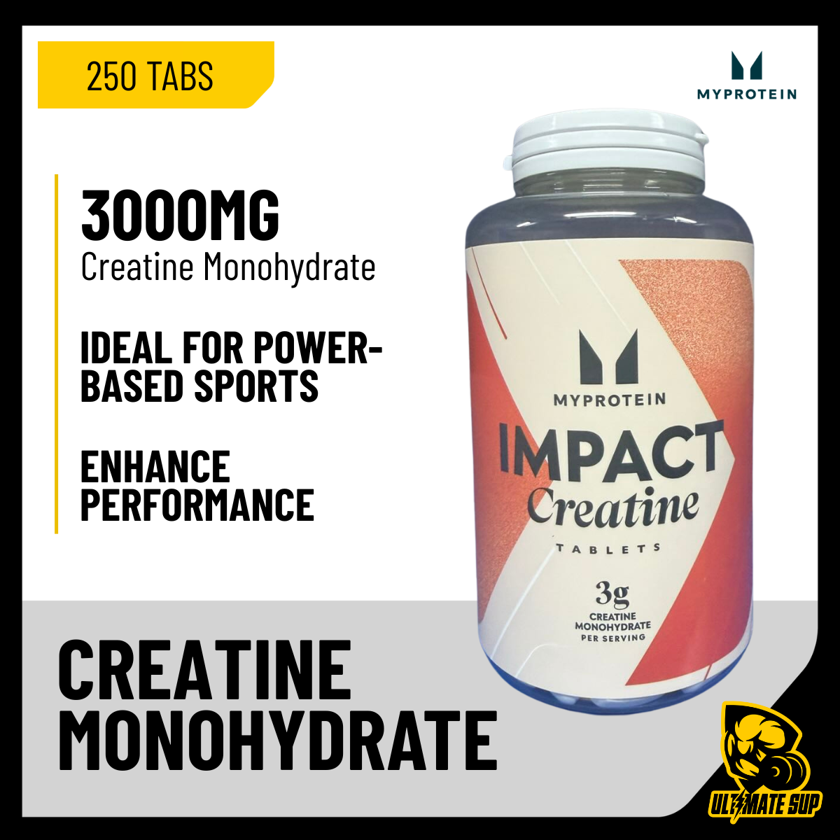 Myprotein, Creatine Monohydrate, 250 Tablets - Ultimate Sup Singapore
