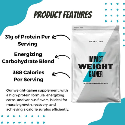 Myprotein Impact Weight Gainer Blend Build Muscle & Gain Weight, Mass Gainer For Strength & Size, Dietary Supplement, 1 - 2.5kg - Ultimate Sup Singapore