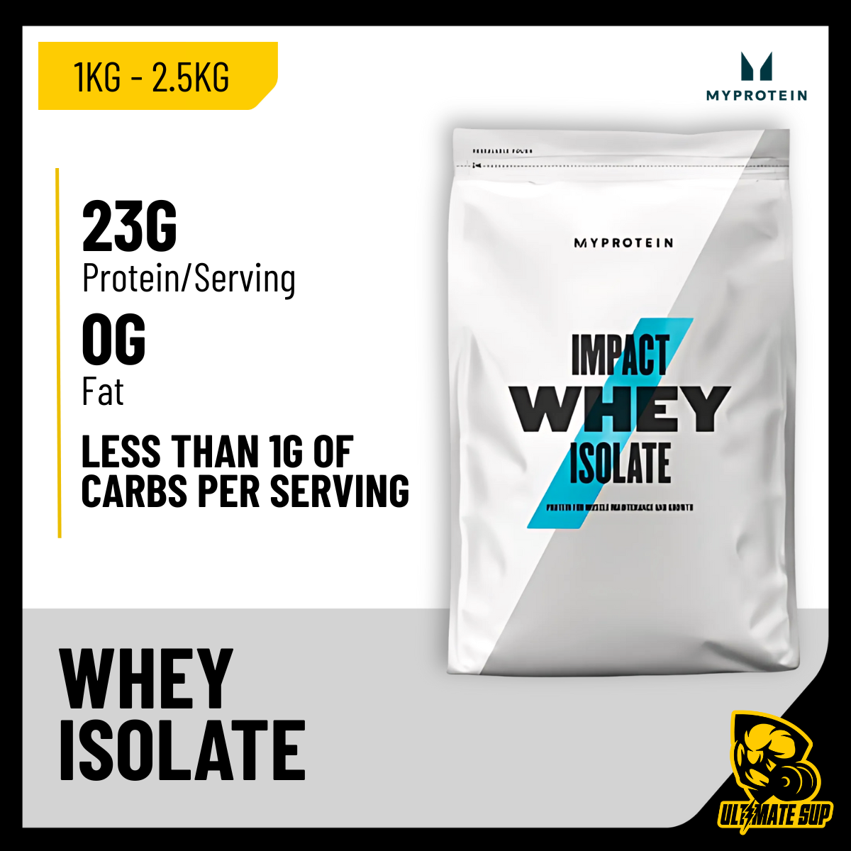 Myprotein, Impact Whey Isolate, 1kg - 2.5kg - Ultimate Sup Singapore