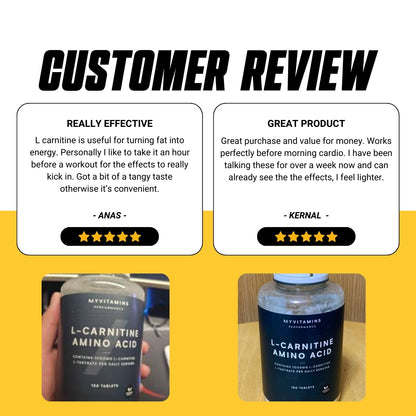 Myprotein L-Carnitine Tablets, 1000mg Carnitine, Amino Acid, Support Fat Burning, Muscle Recovery, 90-180 tablets - Ultimate Sup Singapore