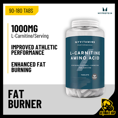 Myprotein L-Carnitine Tablets, 1000mg Carnitine, Amino Acid, Support Fat Burning, Muscle Recovery, 90-180 tablets - Ultimate Sup Singapore