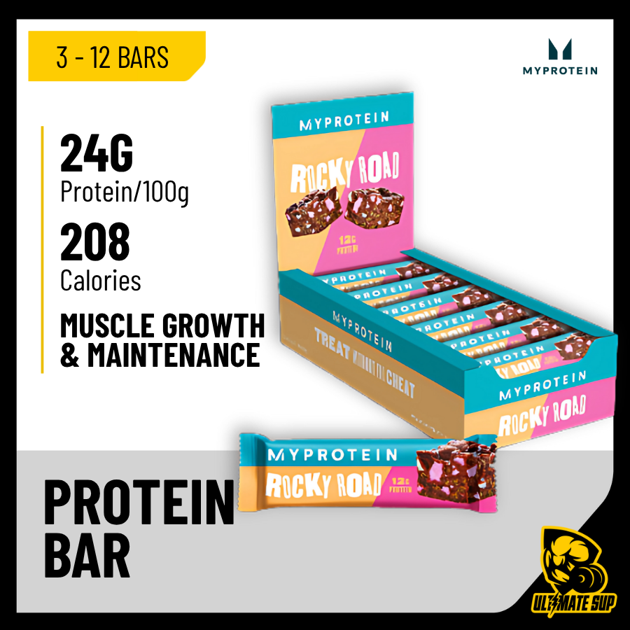 Myprotein Protein Rocky Road Protein Bar, 3 - 12 Bars - Ultimate Sup Singapore