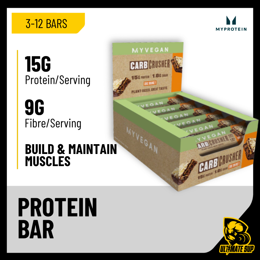 Myprotein Vegan Carb Crusher Protein Bar | Plant-powered Protein & Low Sugar | Vegan Friendly | Grow Muscle & Keep Fit - Ultimate Sup Singapore