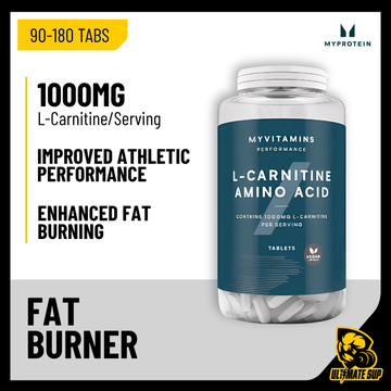Myprotein L-Carnitine Tablets, 1000mg Carnitine, Amino Acid, Support Fat Burning, Muscle Recovery, 90-180 tablets - Ultimate Sup Singapore