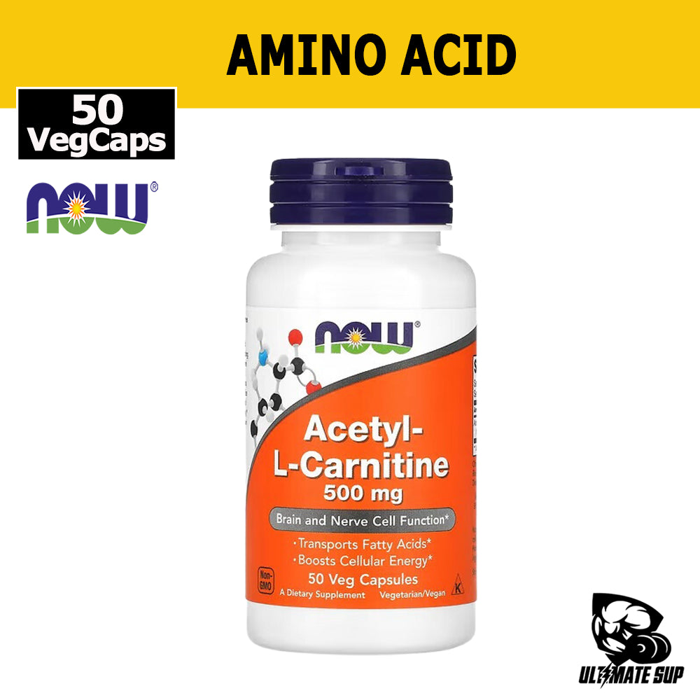 NOW Foods, Acetyl-L- Carnitine 500 mg, 50-200 Veg Caps - Ultimate Sup Singapore