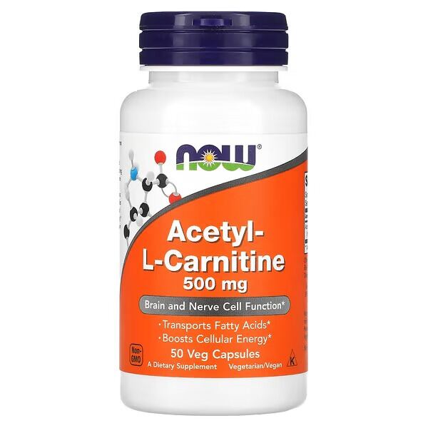 NOW Foods, Acetyl-L- Carnitine 500 mg, 50-200 Veg Caps - Ultimate Sup Singapore