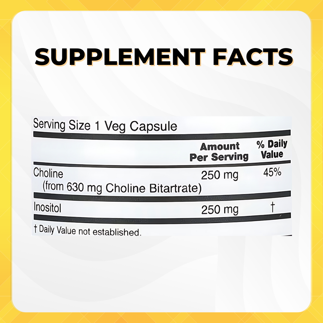 NOW Foods, Choline & Inositol, 100 Veg Capsules - Ultimate Sup Singapore