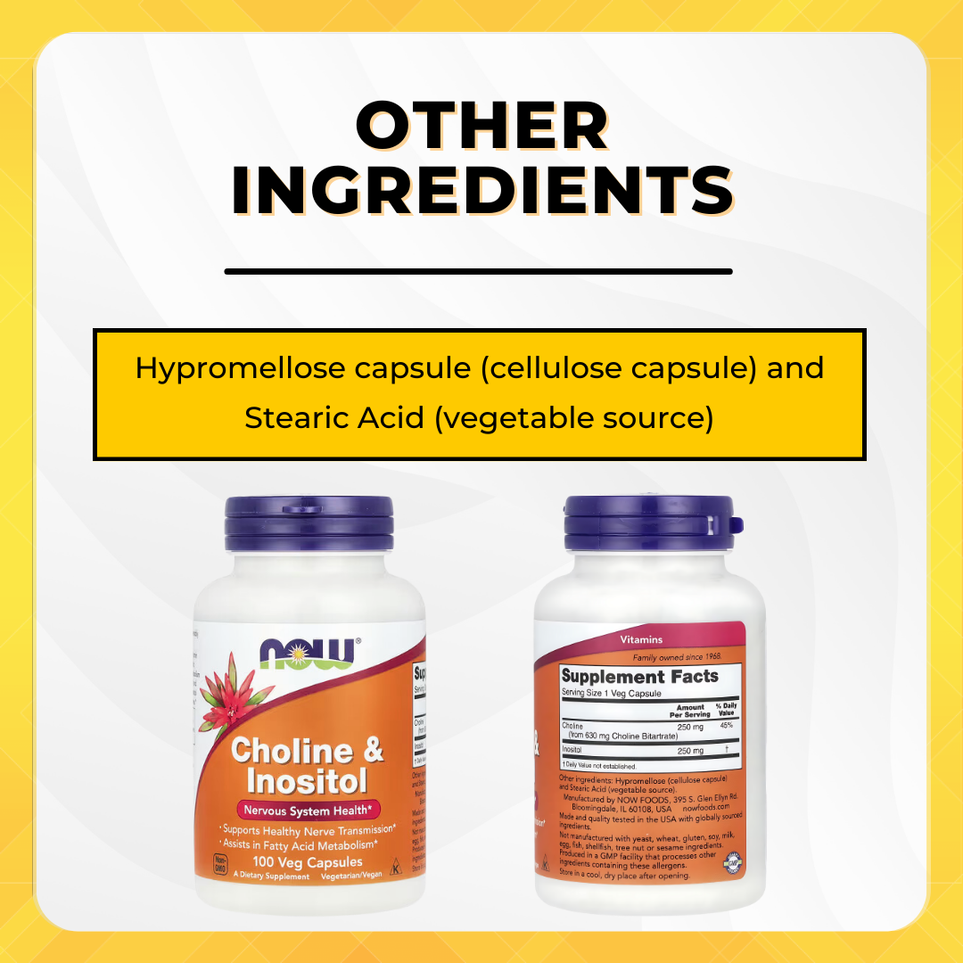 NOW Foods, Choline & Inositol, 100 Veg Capsules - Ultimate Sup Singapore