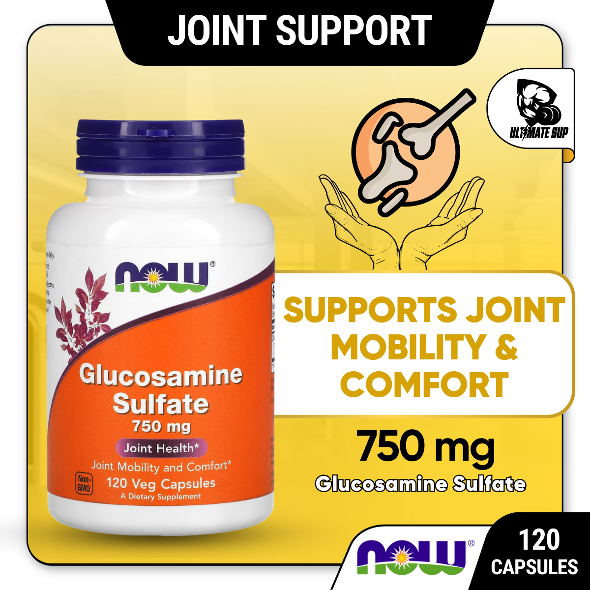 NOW Foods, Glucosamine Sulfate, 750 mg, Support Joints Health, 120 Veg Capsules - Ultimate Sup Singapore