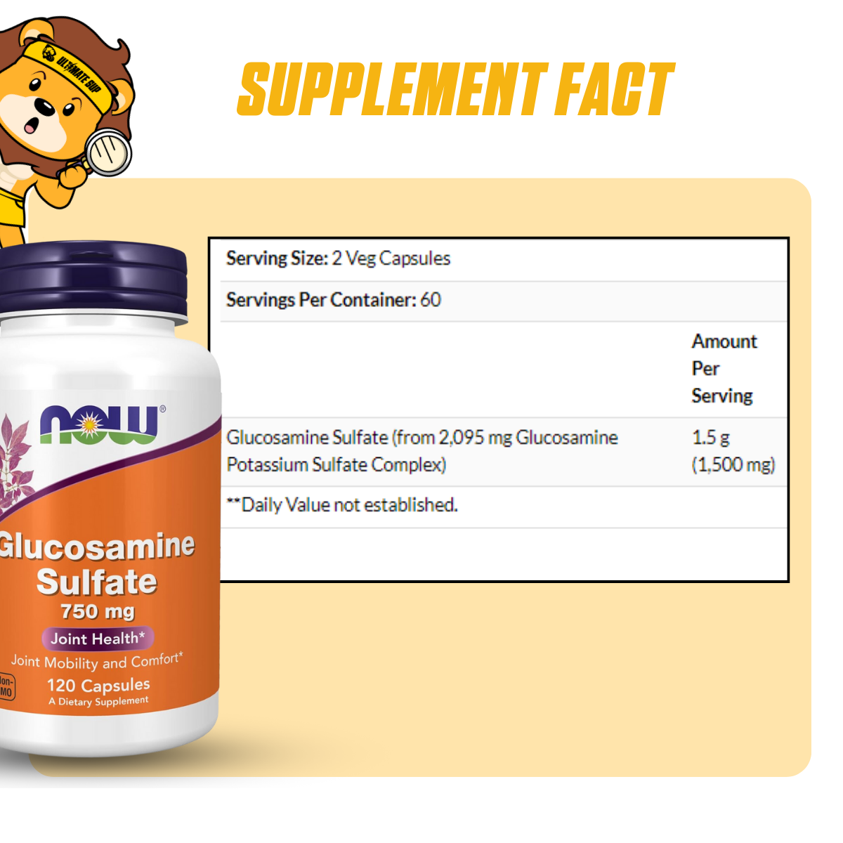 NOW Foods, Glucosamine Sulfate, 750 mg, Support Joints Health, 120 Veg Capsules - Ultimate Sup Singapore