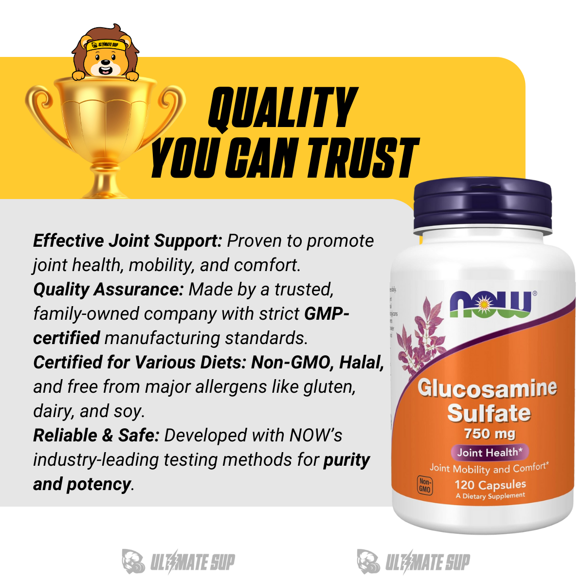 NOW Foods, Glucosamine Sulfate, 750 mg, Support Joints Health, 120 Veg Capsules - Ultimate Sup Singapore