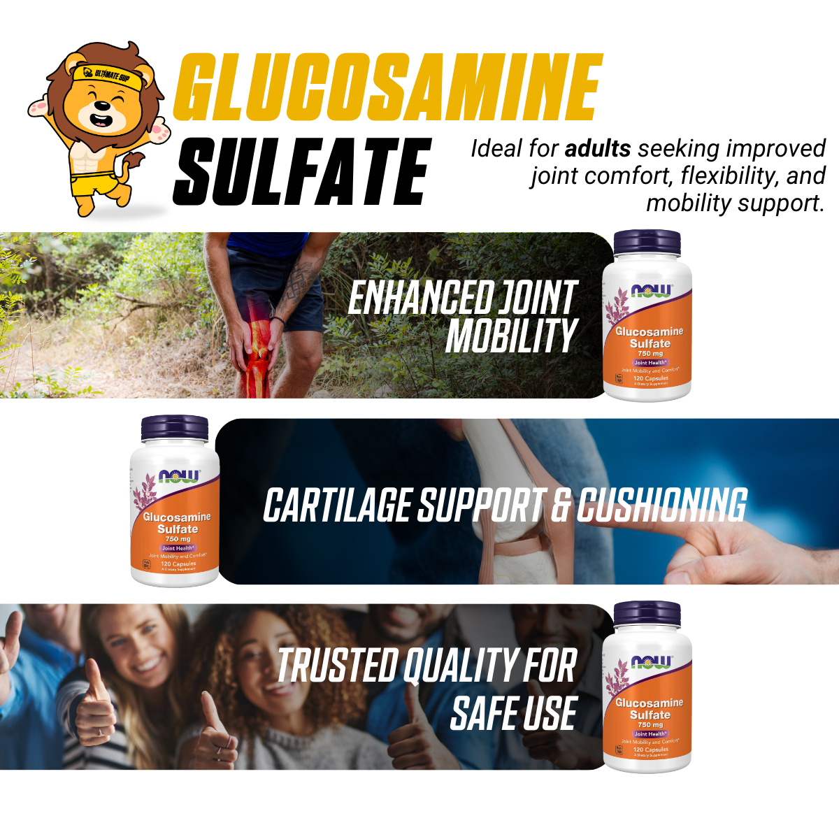 NOW Foods, Glucosamine Sulfate, 750 mg, Support Joints Health, 120 Veg Capsules - Ultimate Sup Singapore