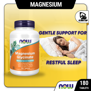 NOW Foods, Magnesium Glycinate, 180 Tablets - Ultimate Sup Singapore
