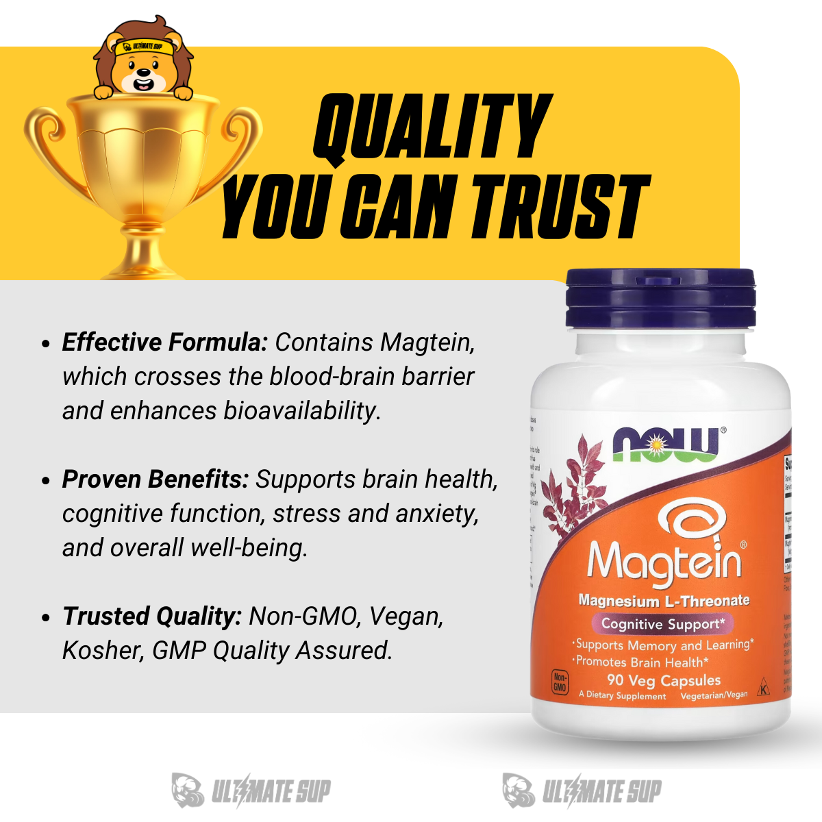 NOW Foods, Magtein, Magnesium L-Threonate, 90 Veg Capsules - Ultimate Sup Singapore