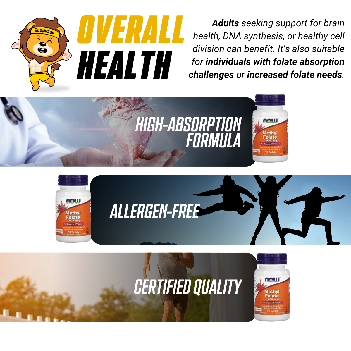 NOW Foods, Methyl Folate, 1,000 mcg, Supports Brain Health and Nerve Function, 90 Tablets - Ultimate Sup Singapore