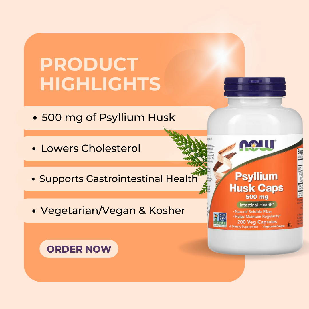 NOW Foods, Psyllium Hush Caps, 500 mg, 200 Veg Capsules - Ultimate Sup Singapore