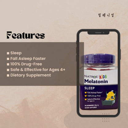Natrol Kids Melatonin, Ages 4+, Sleep Calm, Kids Sleep + Immune Health, Helps Establish Sleep Patterns | Berry Flavor | 50 - 90 Gummies - Ultimate Sup Singapore